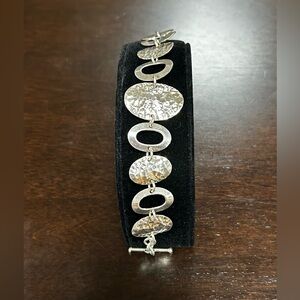 Vintage Sterling Silver Textured Geometric Bracelet